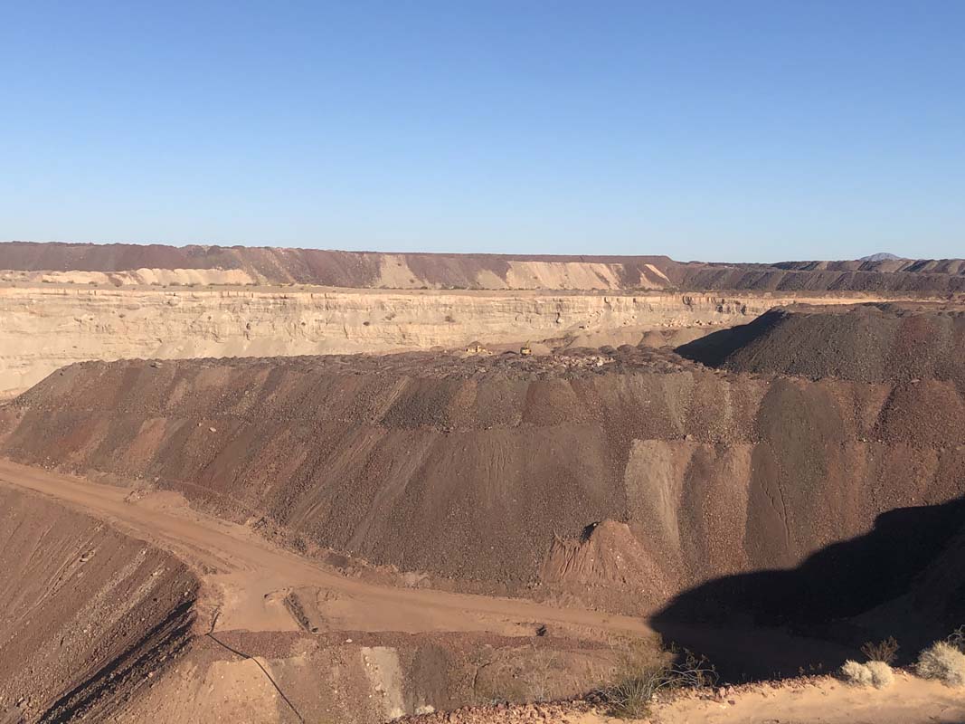 Looking west along Reserve Trend, unmined Bohemia & Schooner in foreground and Lucky and Golden Pits in background